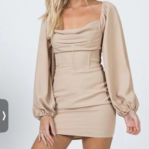 Homecoming dress . Worn once . Beige tan color . Princess Polly.